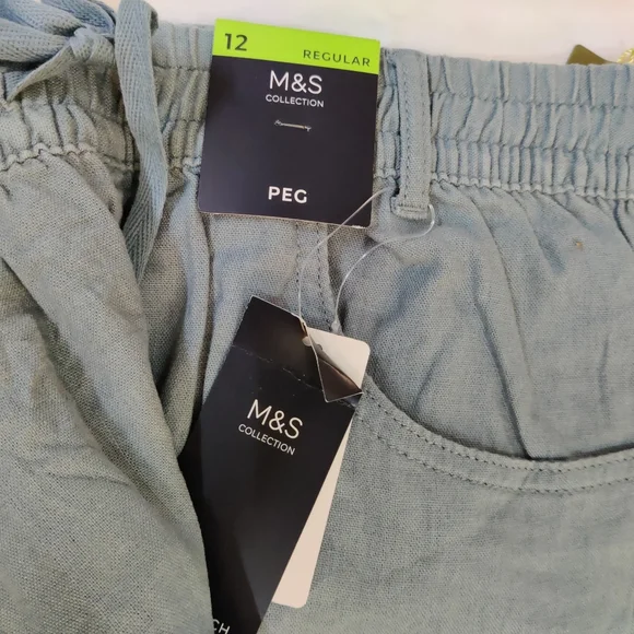 Linen Mix Plain Tapered Fit Trouser - Picture 4 of 5